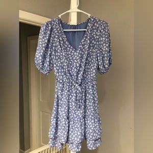 Sienna Sky Blue Floral Elastic Waist Mini Dress